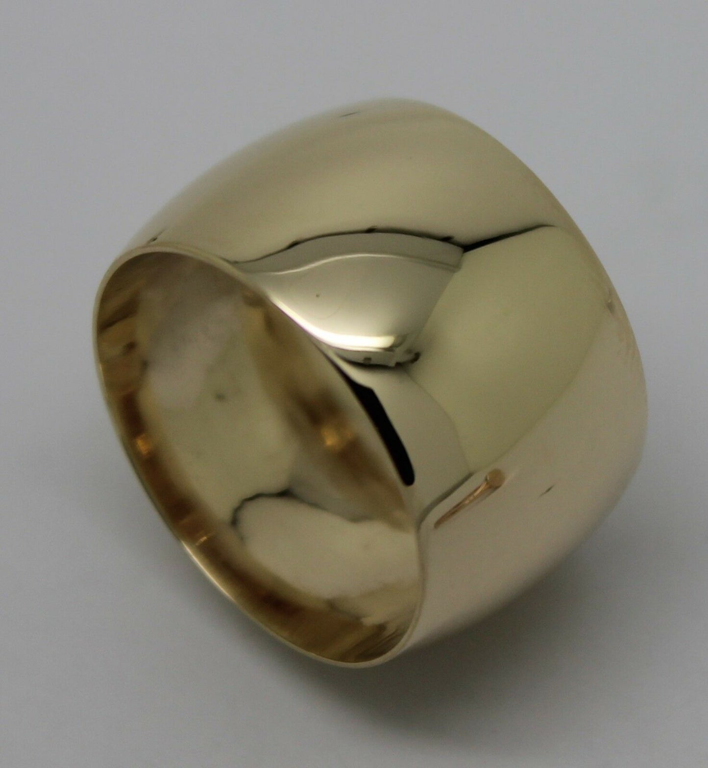 Genuine New Solid 9ct Yellow Gold Full Solid 12mm Wide Barrel Band Ring Size V 1/2