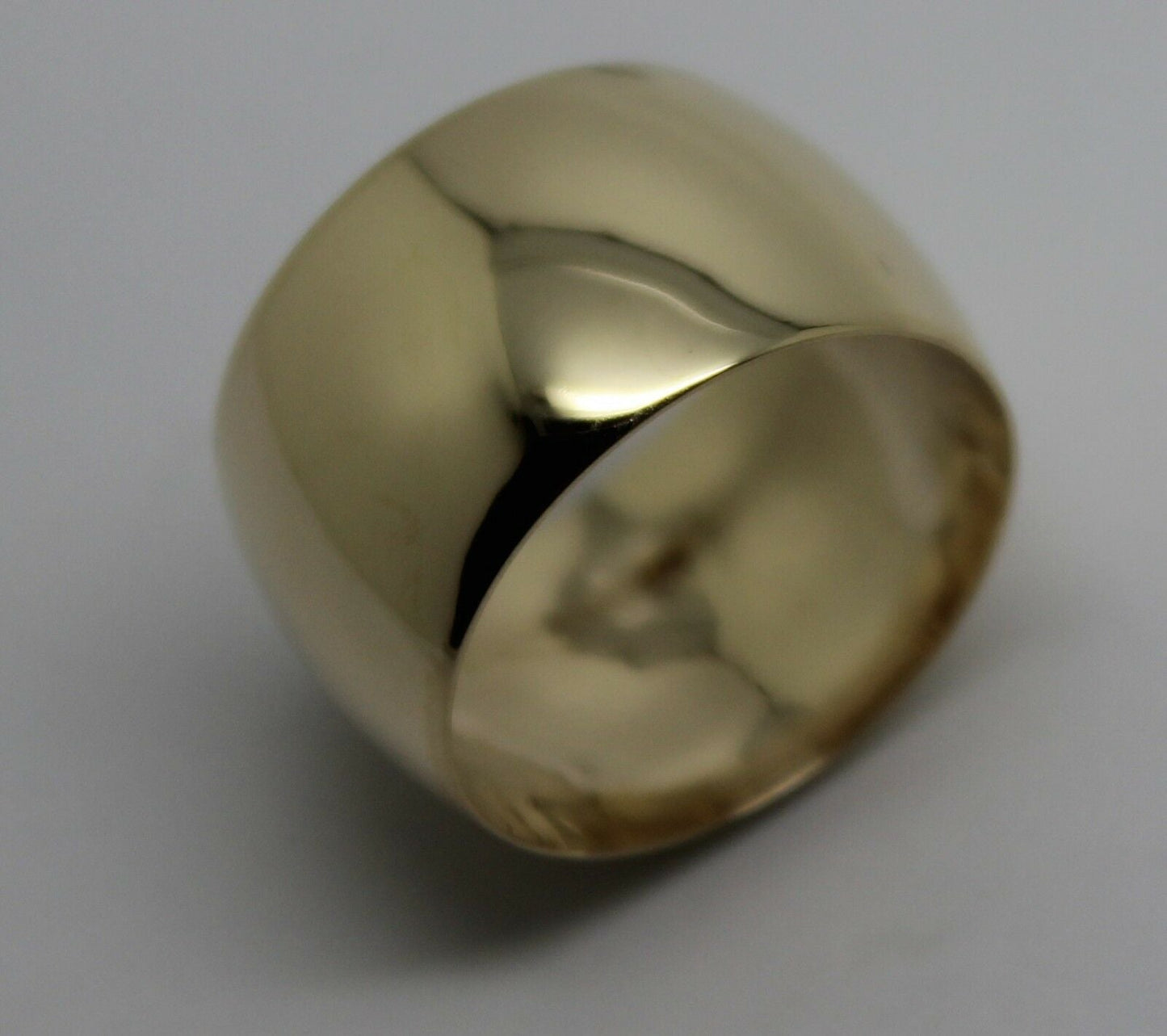 Genuine New Solid 9ct Yellow Gold Full Solid 12mm Wide Barrel Band Ring Size V 1/2