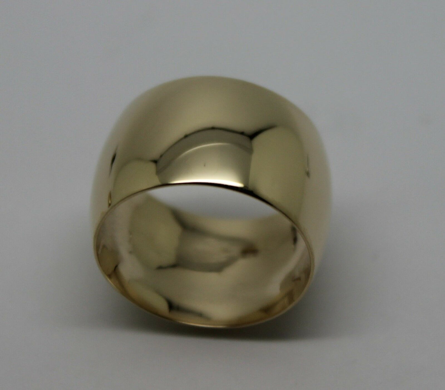 Genuine New Solid 9ct Yellow Gold Full Solid 12mm Wide Barrel Band Ring Size V 1/2