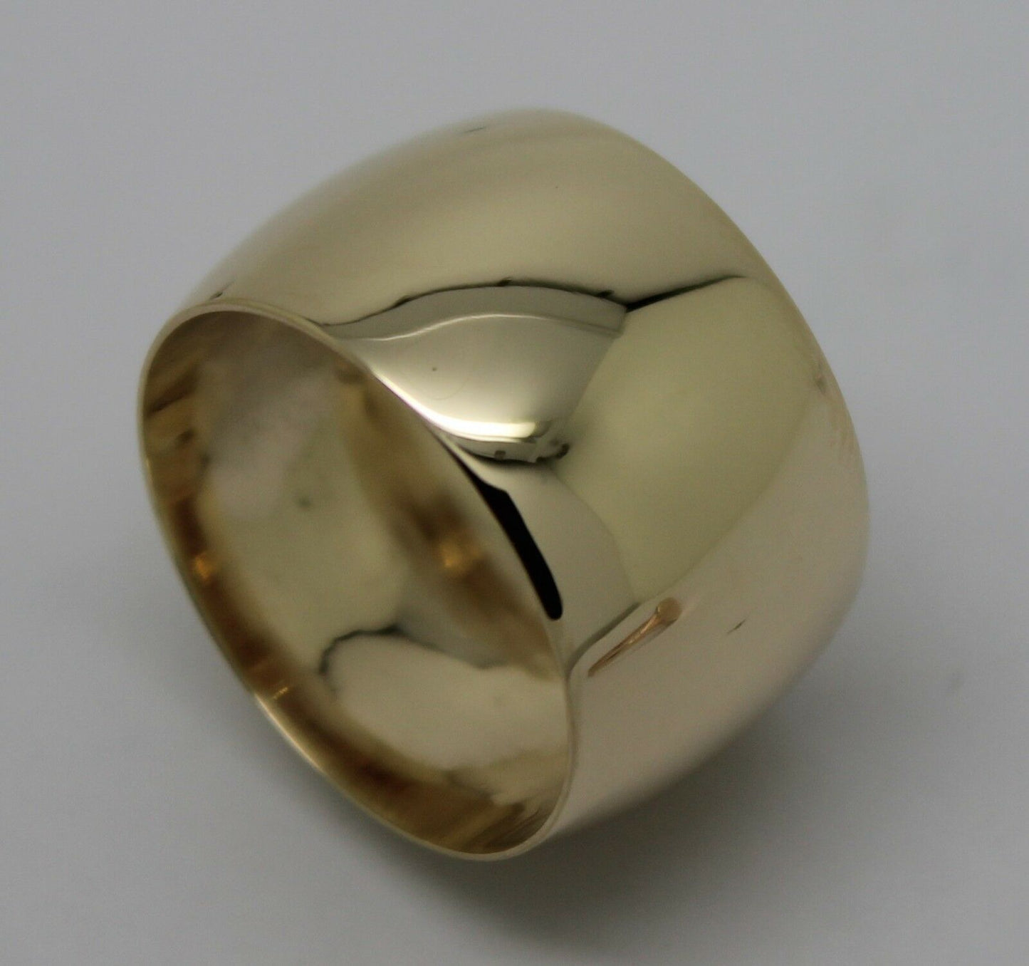 Genuine New Solid 9ct Yellow Gold Full Solid 12mm Wide Barrel Band Ring Size V 1/2