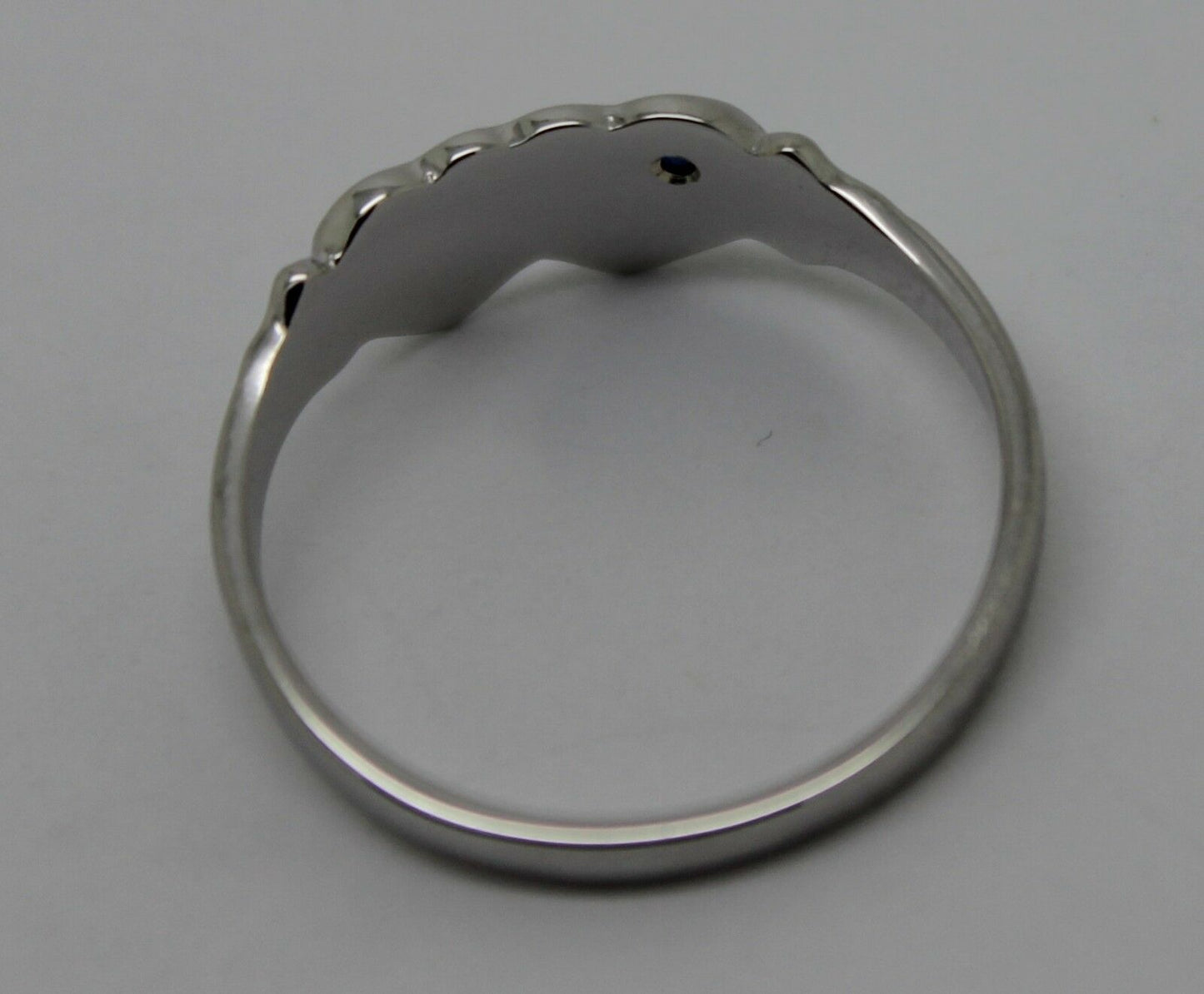 Genuine 9k 9ct Yellow, Rose & White Gold Aust Blue Sapphire Double Heart Signet Ring - Choose your size