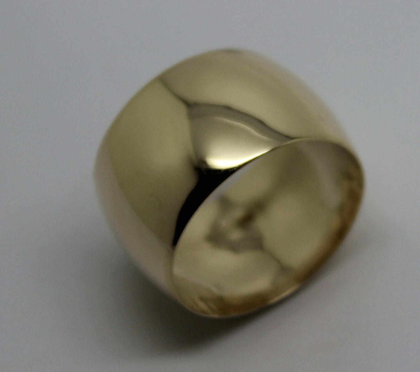 Genuine New Solid 9ct Yellow Gold Full Solid 12mm Wide Barrel Band Ring Size V 1/2