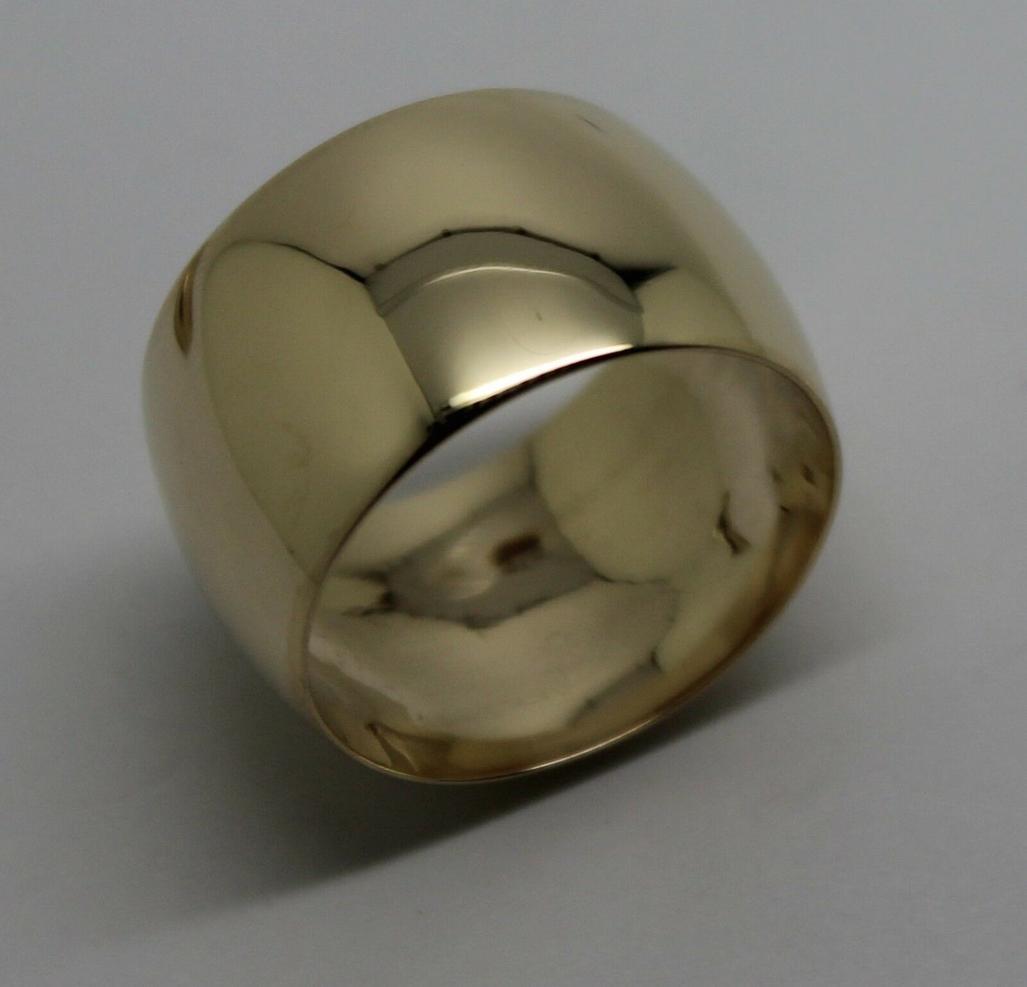 Genuine New Solid 9ct Yellow Gold Full Solid 12mm Wide Barrel Band Ring Size V 1/2