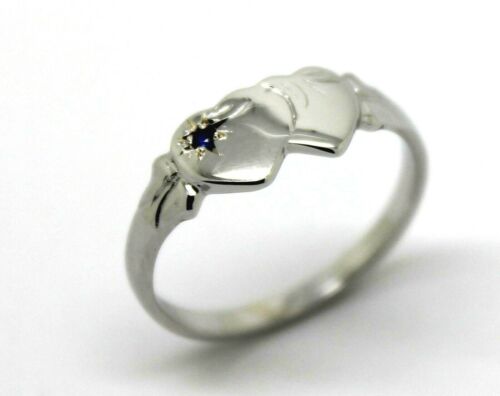 Genuine 9ct Yellow, Rose or White Gold Double Heart Blue Sapphire Signet Ring - Choose your size (Copy)