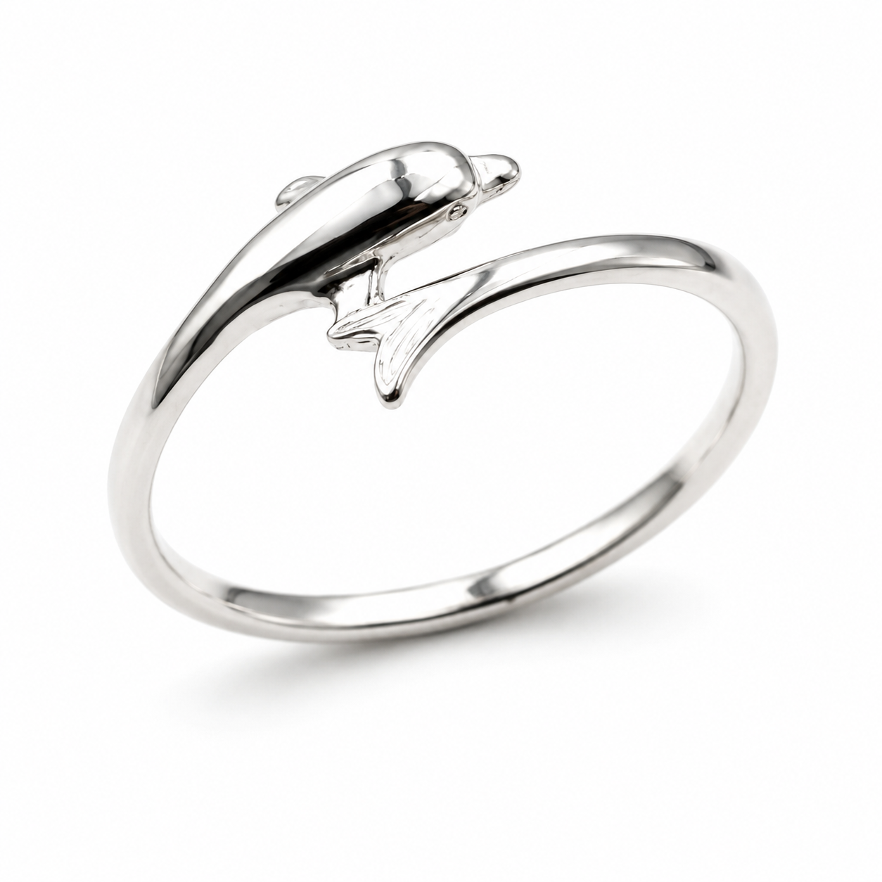 Size P Kaedesigns Delicate Genuine Sterling Silver Dolphin Ring