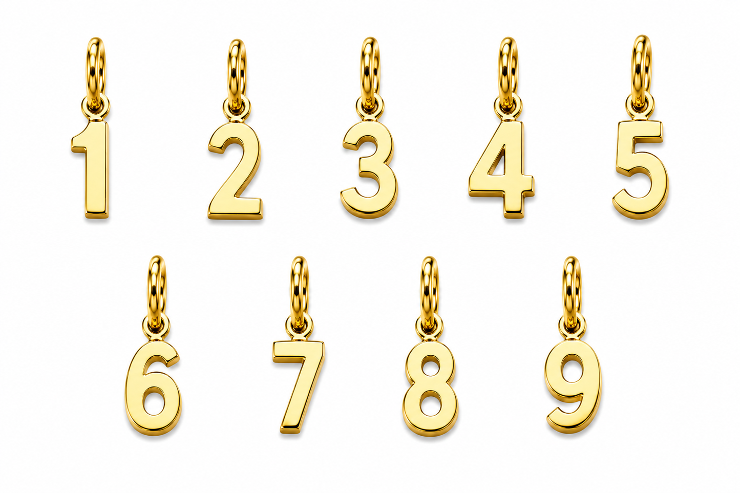 Genuine 9ct 9kt 375 Tiny Very Small Yellow Gold Initial Pendant Charm Numbers 1 to 9