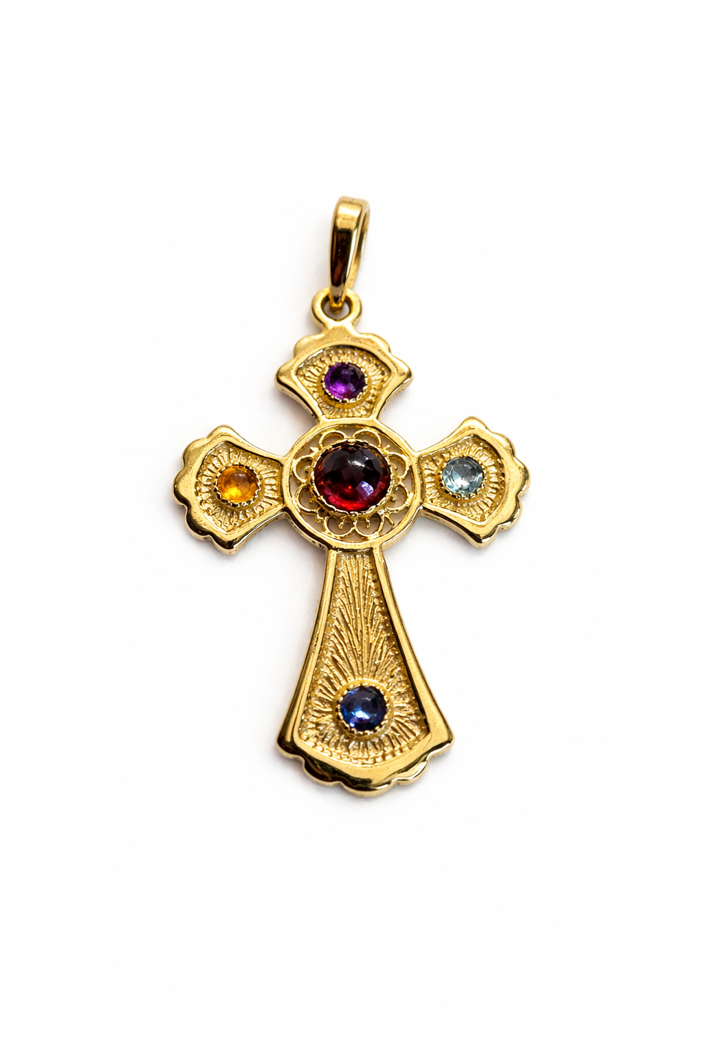 Genuine Solid 14ct 14k 585 Yellow Gold Byzantine Cross Pendant