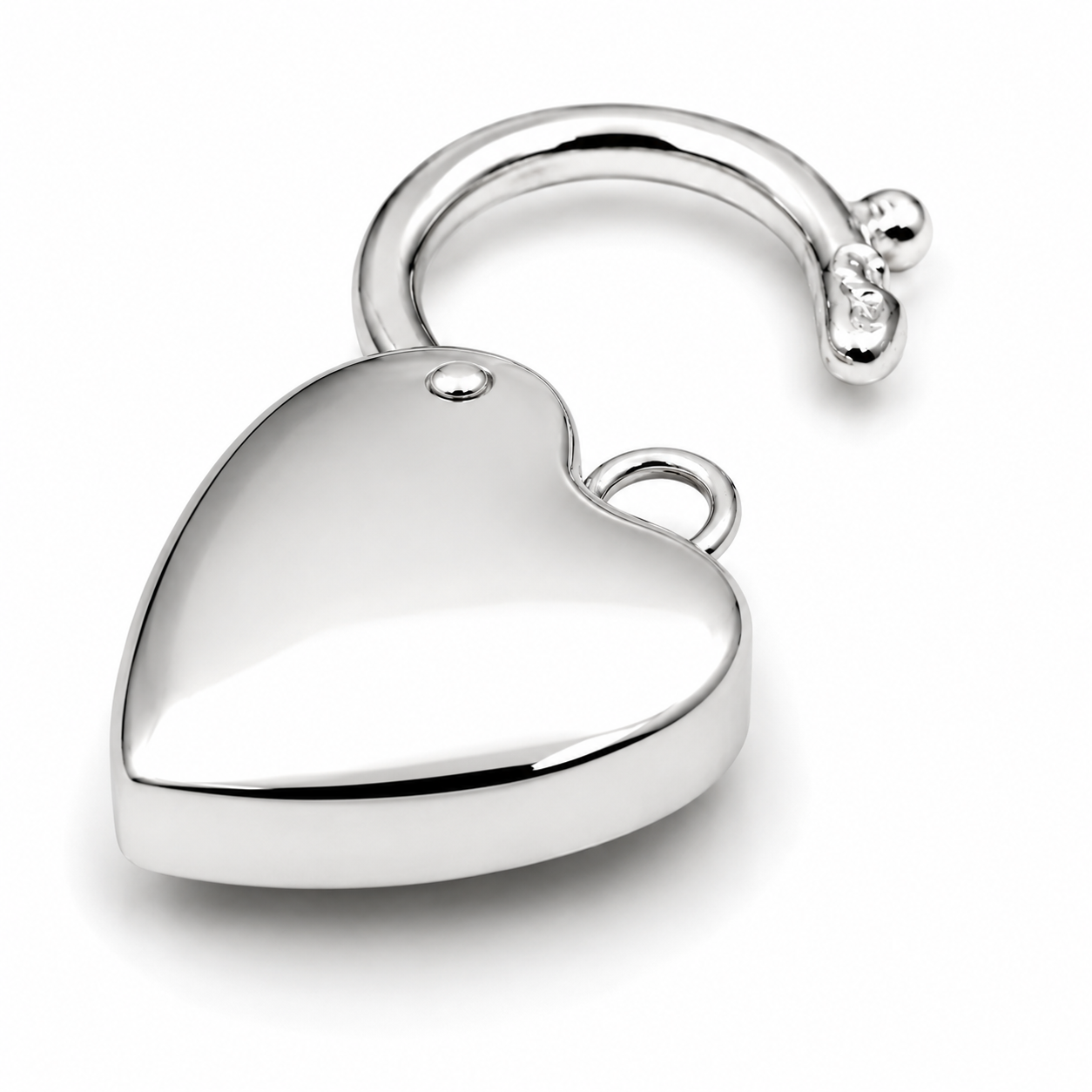 Sterling Silver 925 Bubble Heart 14.5mm Screw Polished Heart Padlock