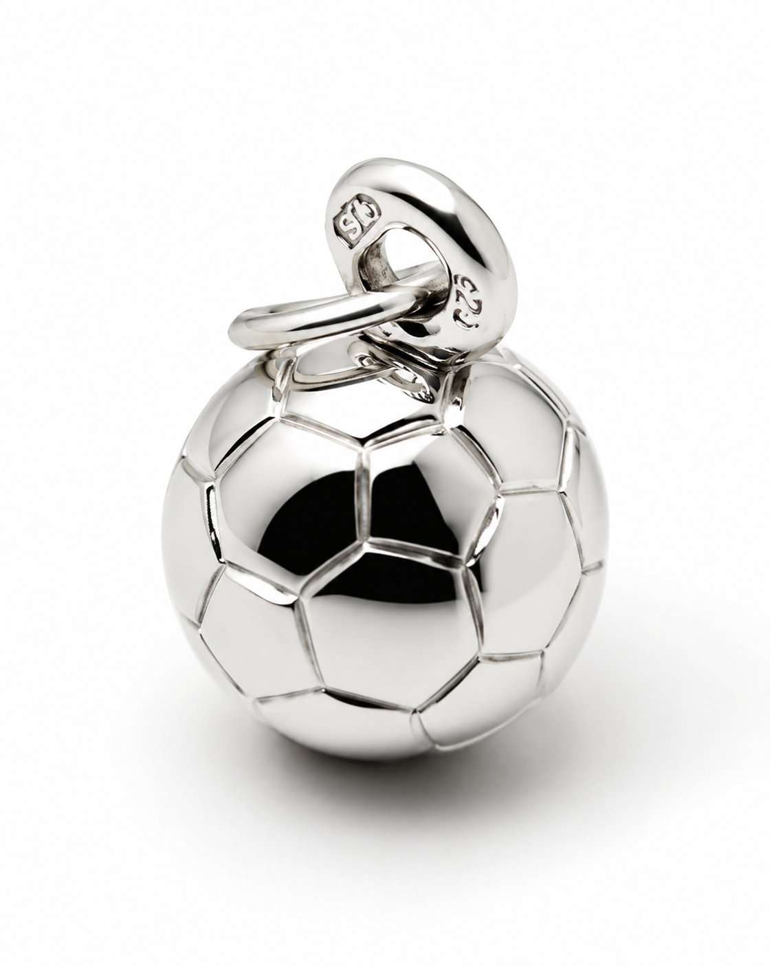 Genuine Sterling Silver 925 Soccer Ball 3D Pendant Or Charm