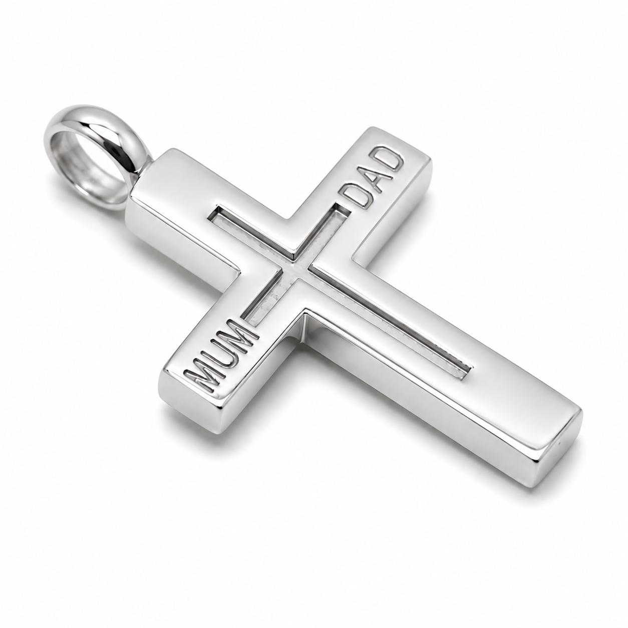 Kaedesigns 9ct 9k 375 Yellow, Rose or White Gold Love Mum & Dad Cross Pendant