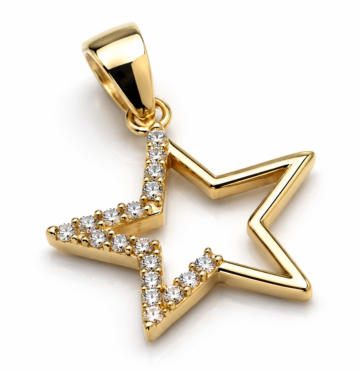 Genuine 9ct 9K 375 Yellow Gold Cubic Zirconia Star Pendant Charm