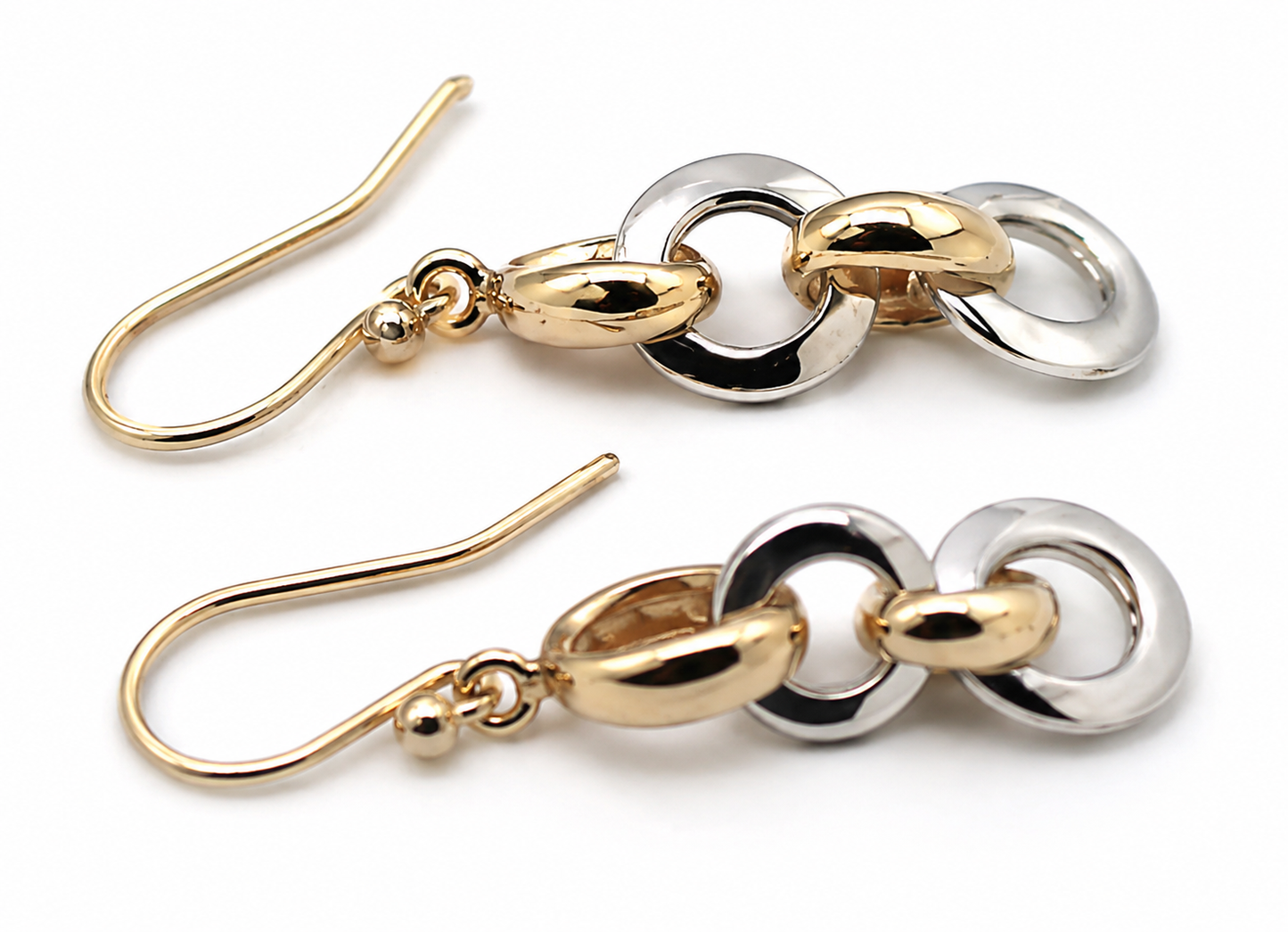 Kaedesigns 9ct 9k 375 Yellow & White Gold 10mm Circle Earrings