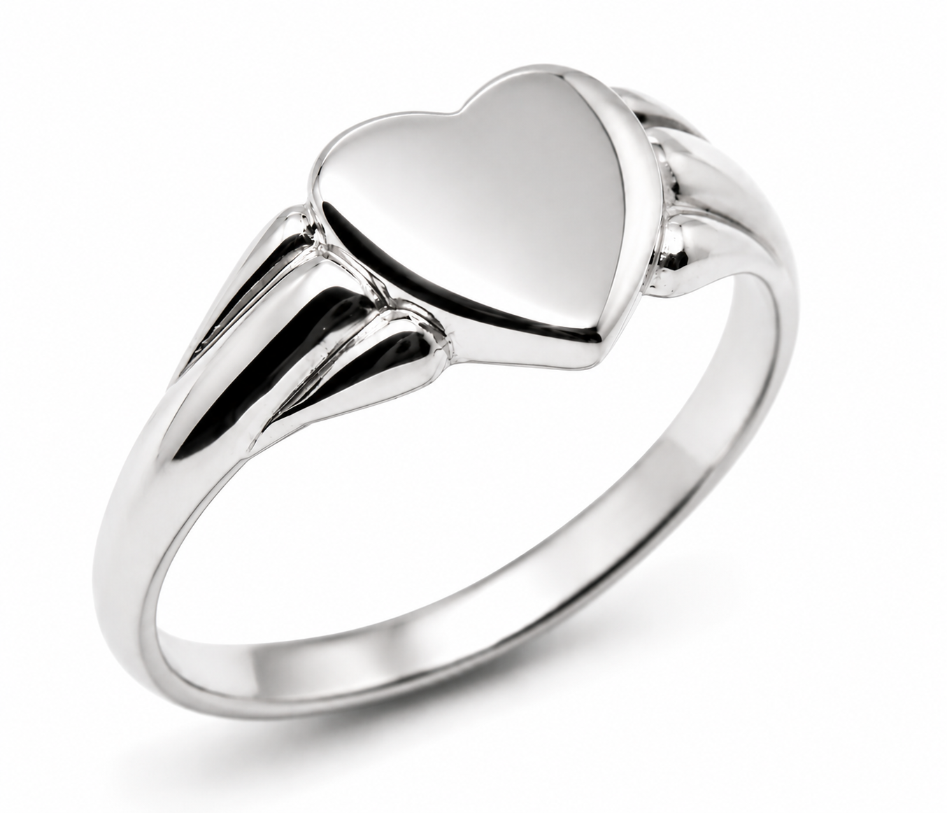 Genuine 9ct 9k 375 Yellow, Rose or White Gold Heart Signet Ring - July Birthstone 324