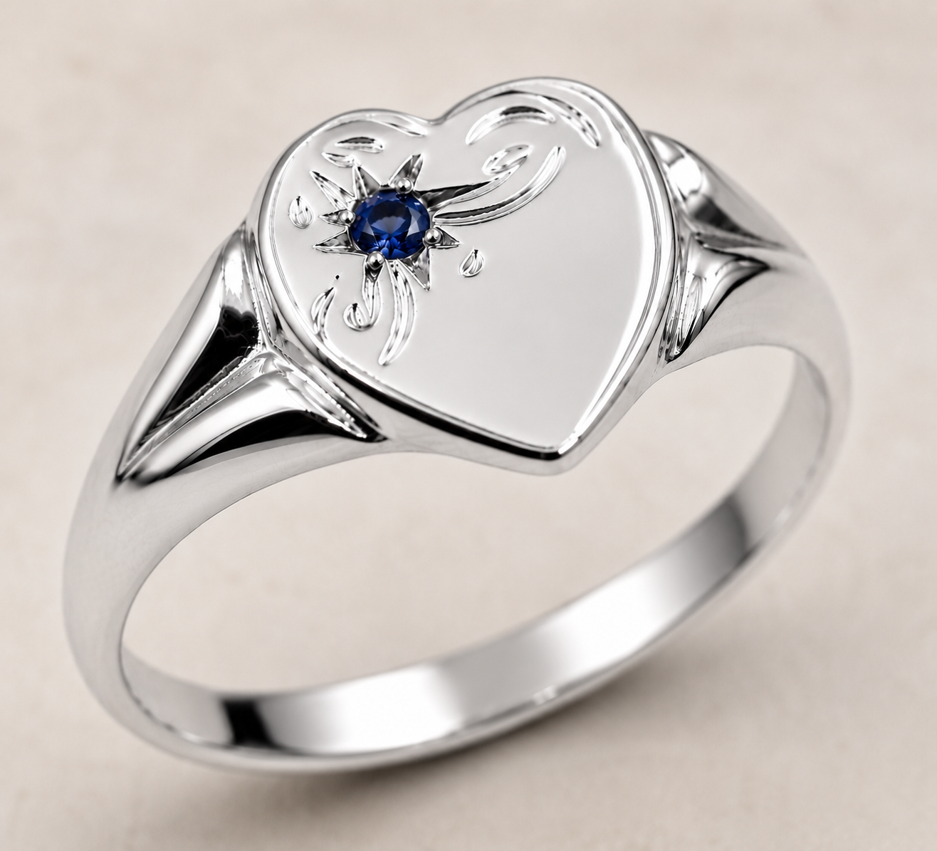 Genuine 9ct 9K 375 Yellow, Rose or White Gold Blue Sapphire (Birthstone- September ) Signet Ring 265
