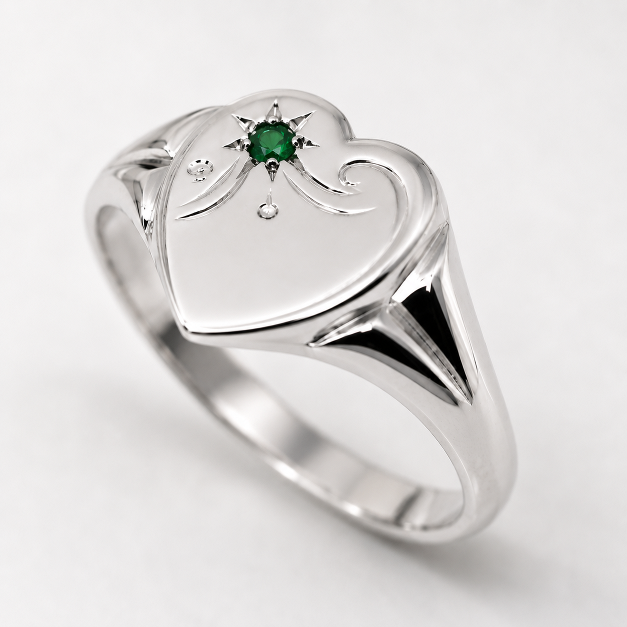 Genuine 9ct 9K 375 Yellow, Rose or White Gold Blue Emerald (Birthstone- May ) Signet Ring 265