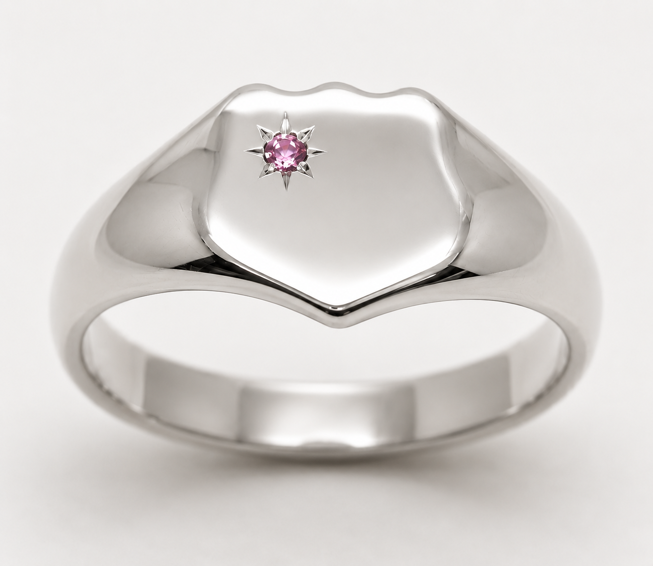 Genuine 9ct 9K 375 Yellow, Rose or White Gold Pink Tourmaline (Birthstone- October) Heavy Signet Ring (Copy)