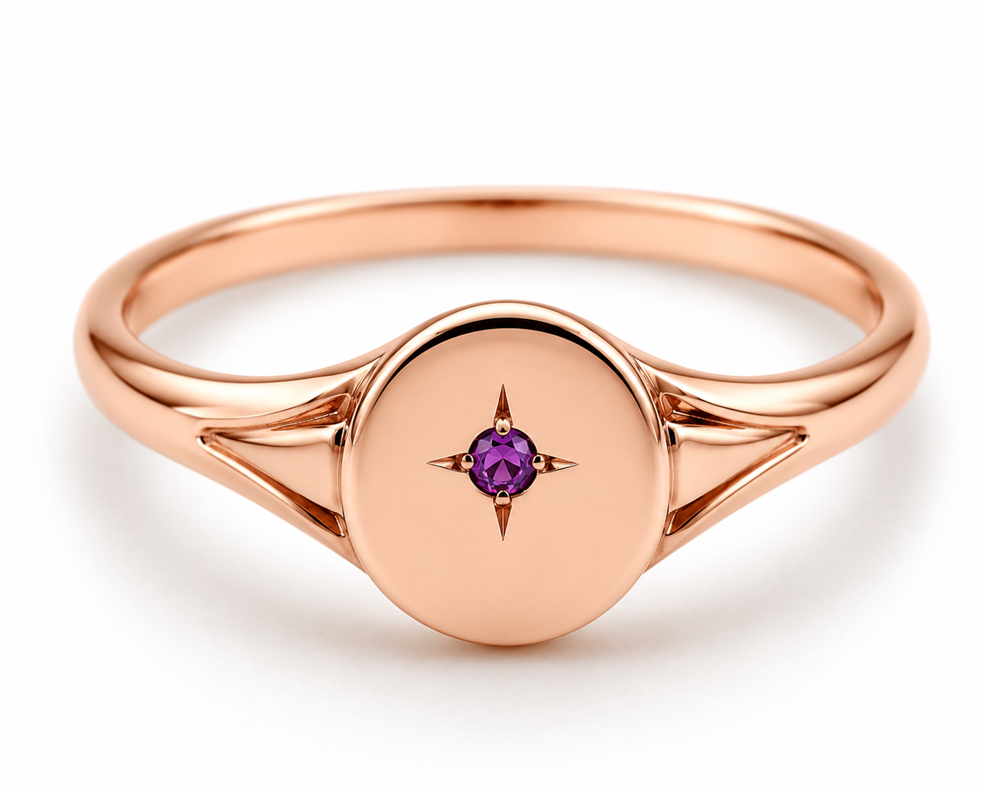Genuine 9ct 9k 375 Amethyst Set Yellow, Rose or White Gold Oval Signet Ring 227
