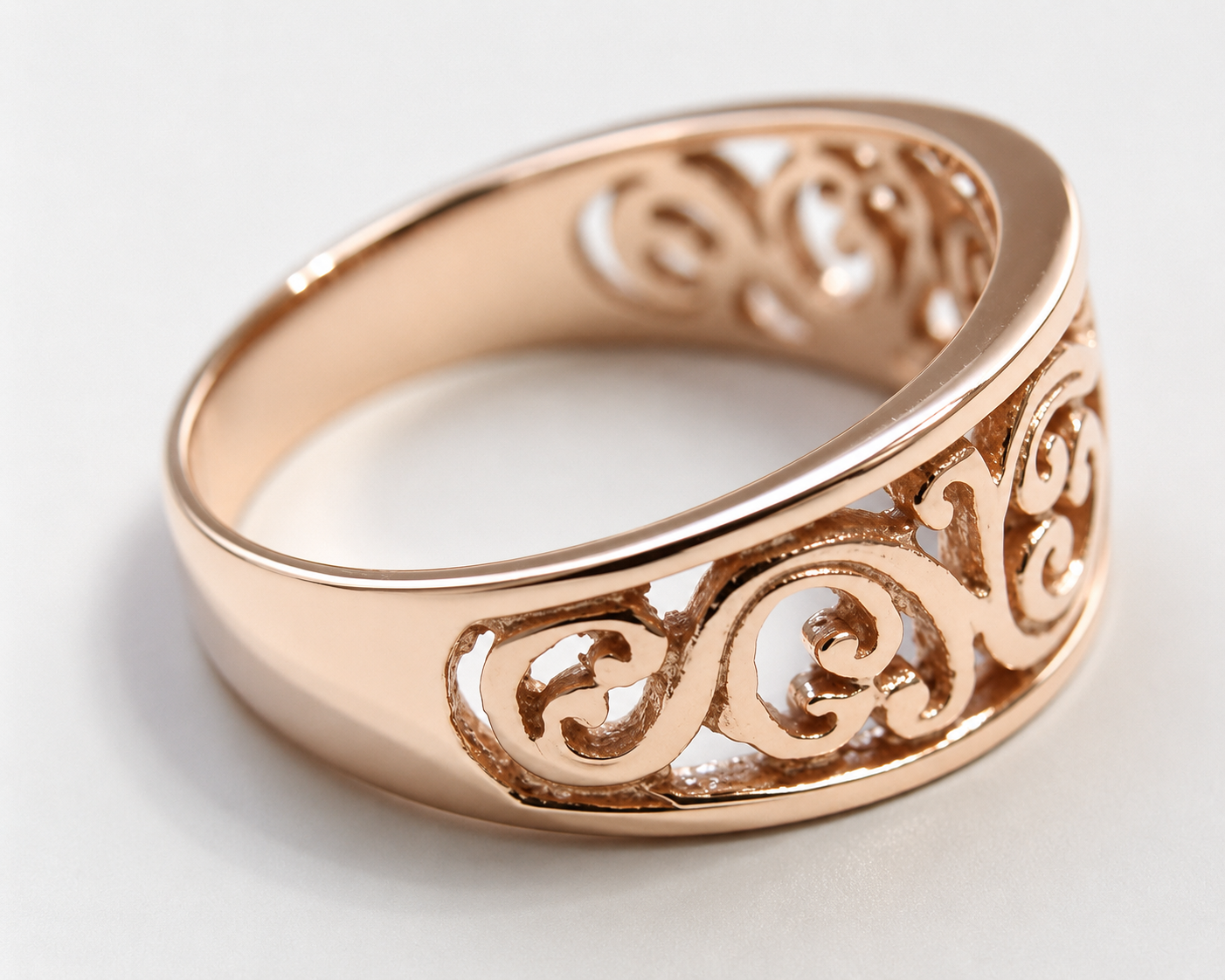 Genuine 9ct 9K 375 Full Solid Wide Yellow, Rose or White Gold Filigree Flower Swirl Ring 336 - Choose your ring size J to Q
