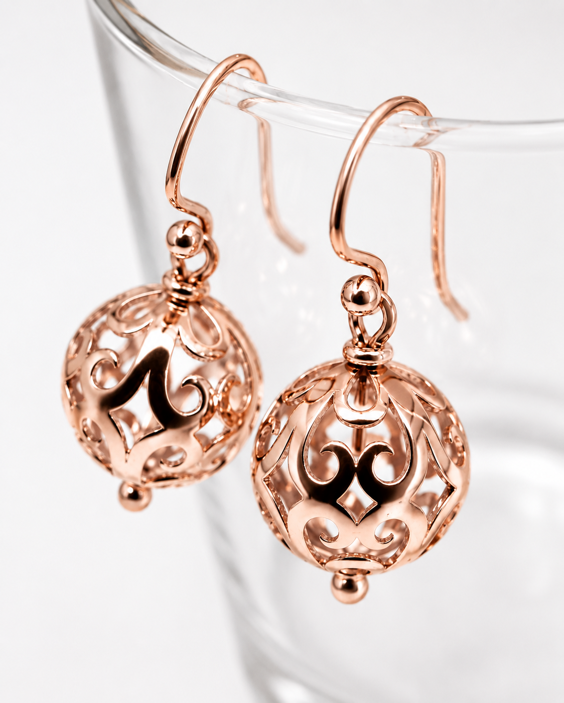 Genuine 9ct 9k 375 Yellow, Rose or White Gold Large Heavy 14mm Euro Ball Drop Filigree Earrings