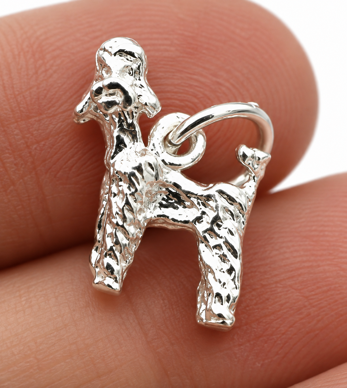 Sterling Silver Small Poodle Dog Charm or Pendant + jump ring