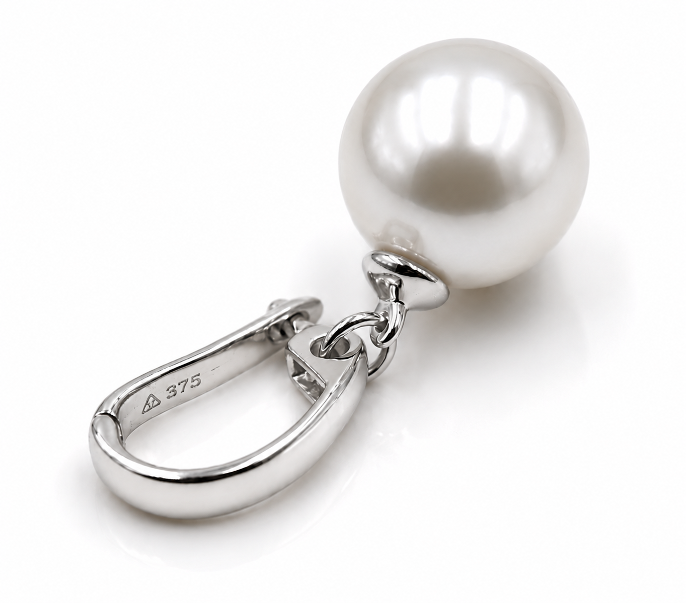 Genuine 9ct 9k 375 Yellow, Rose or White Gold 375 12mm Shell White Pearl Ball Enhancer Pendant