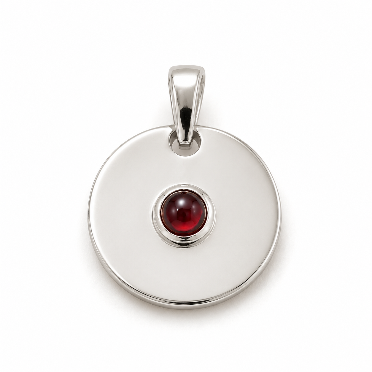 Genuine 9ct 9k 375 Yellow, Rose or White Gold 4mm Cabochon Red Garnet 12mm Disc Round circle pendant (Copy)