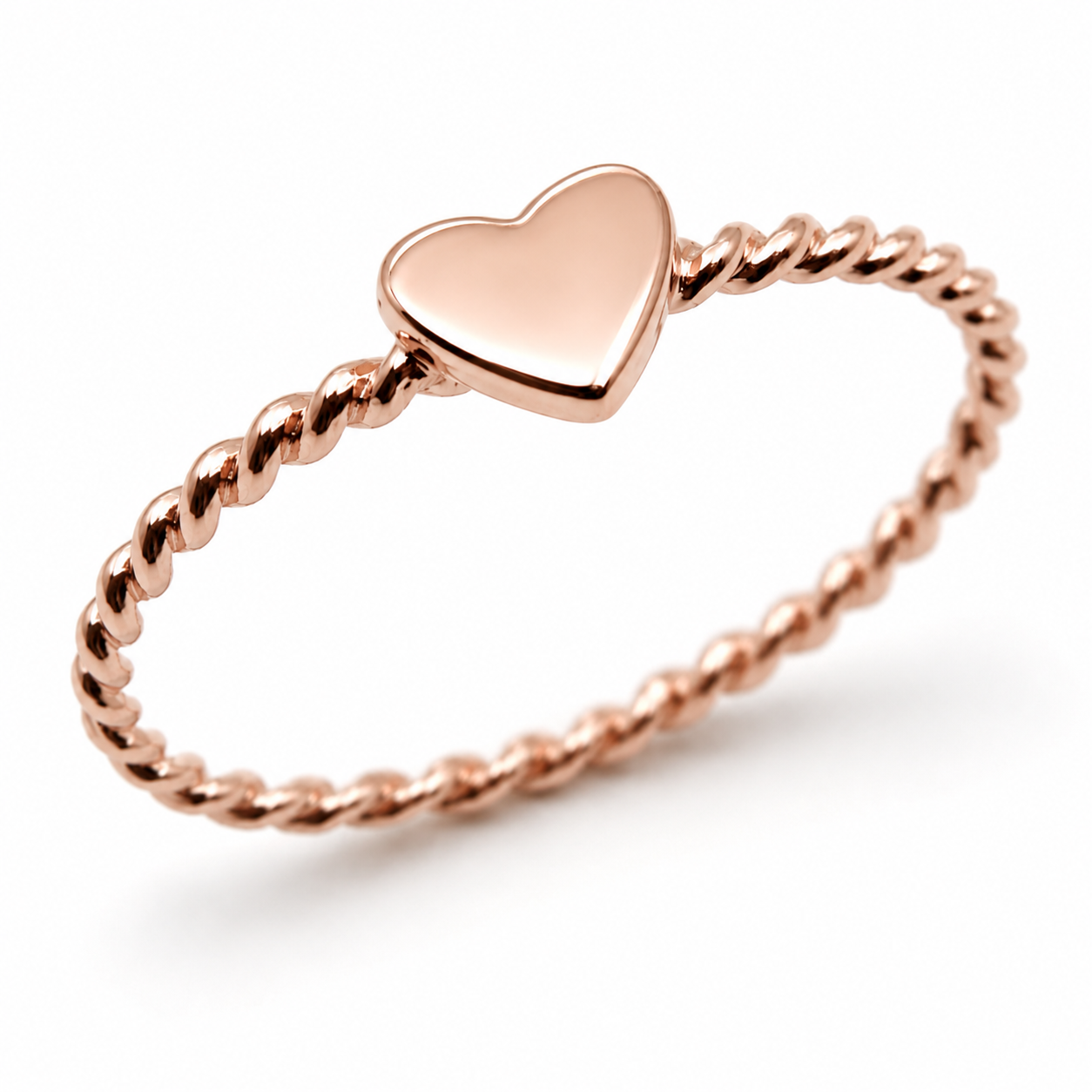 Solid 9ct 9K 375 Yellow, Rose Or White Gold Heart Signet Ring Twisted Band - Choose your ring size from H to P