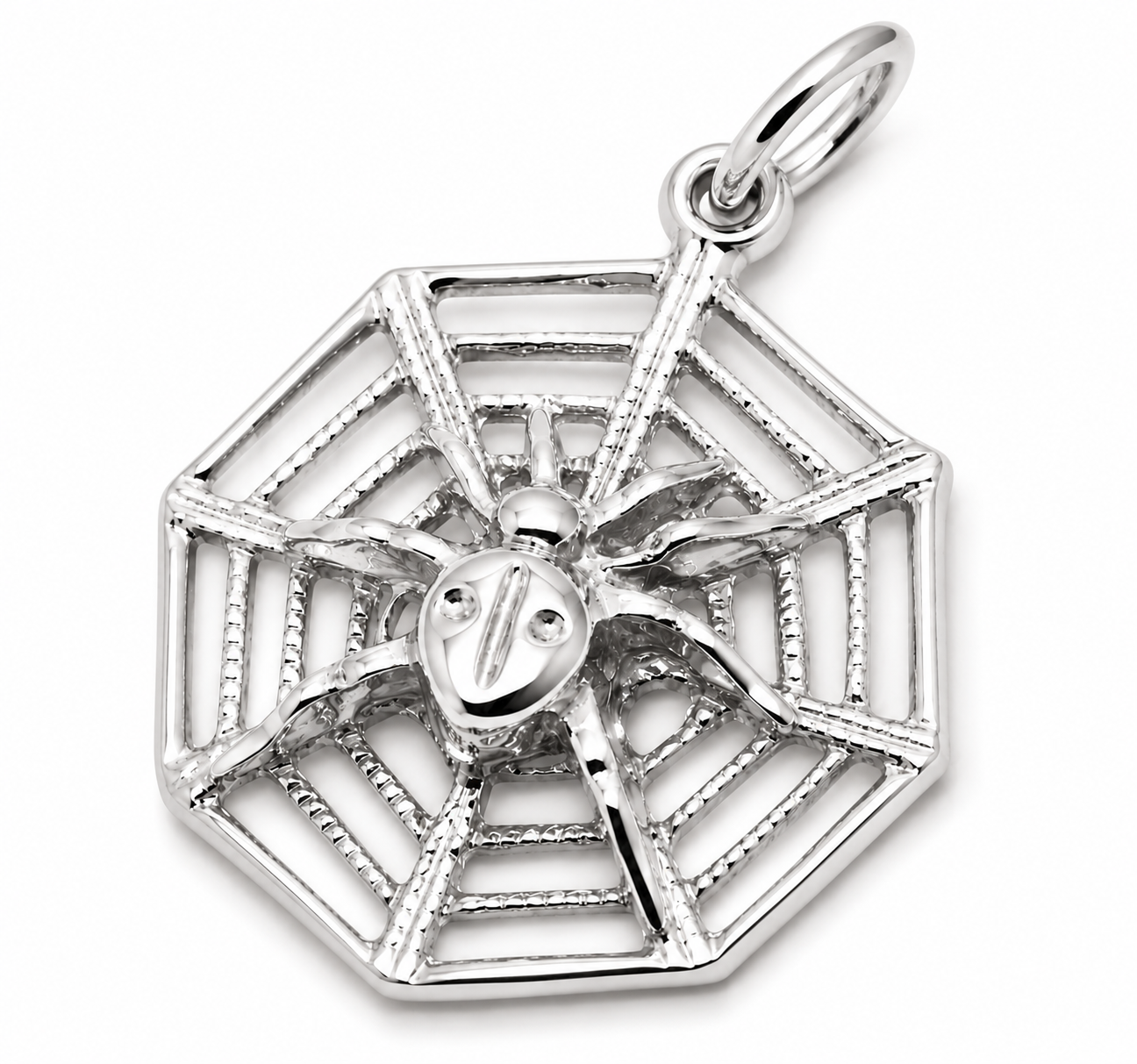 Genuine Solid 9ct 9k 375 Yellow, Rose or White Gold Spider Web Pendant Charm