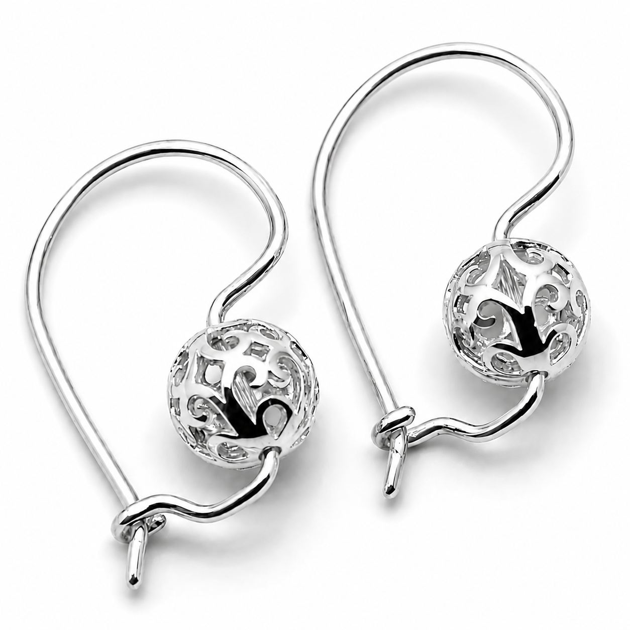 Genuine 9k 9ct 375 Yellow, Rose and White Gold 8mm Ball Filigree Earrings