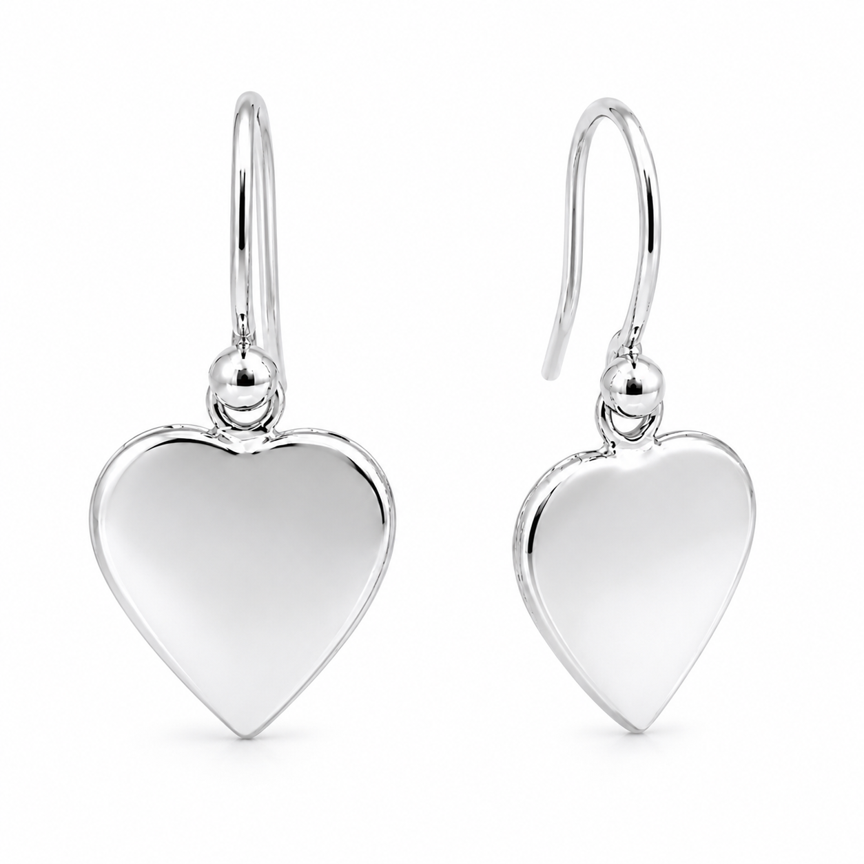 Genuine 9ct 9k 375Yellow, Rose or White Gold Hook Disc Dangle Heart Earrings