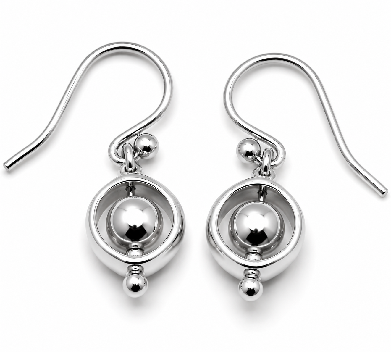 Genuine 9k 9ct 375 Yellow, Rose or White Gold Spinning Belcher Ball Earrings