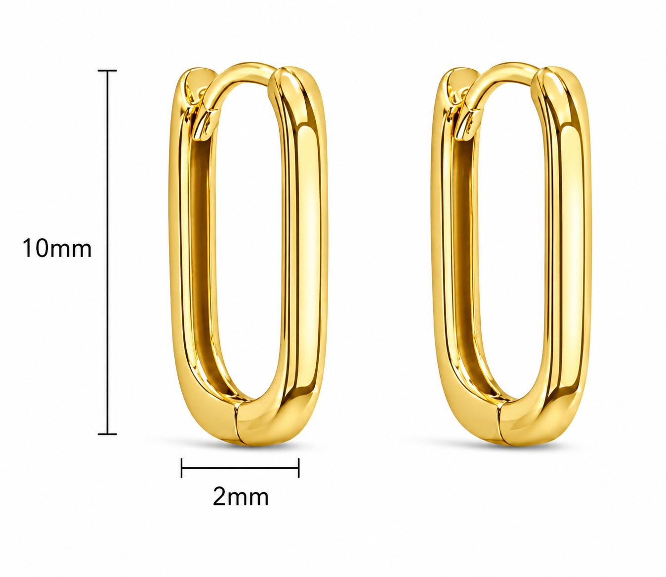 Handmade Genuine 9ct 9K 375 Yellow, Rose or White Gold Paper Clip Huggie 8mm or 10mm Long Earrings