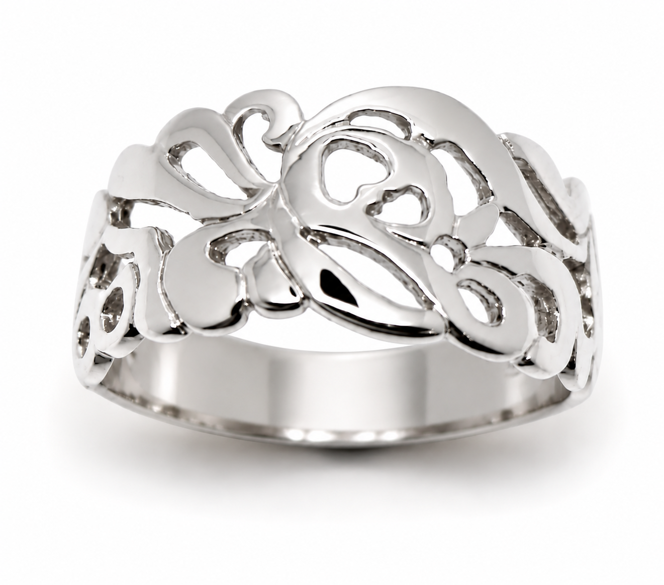 Size R, 8 5/8 Kaedesigns, New 9ct 9K 375 Genuine Yellow, Rose or White Gold Wide Flower Filigree Ring 278
