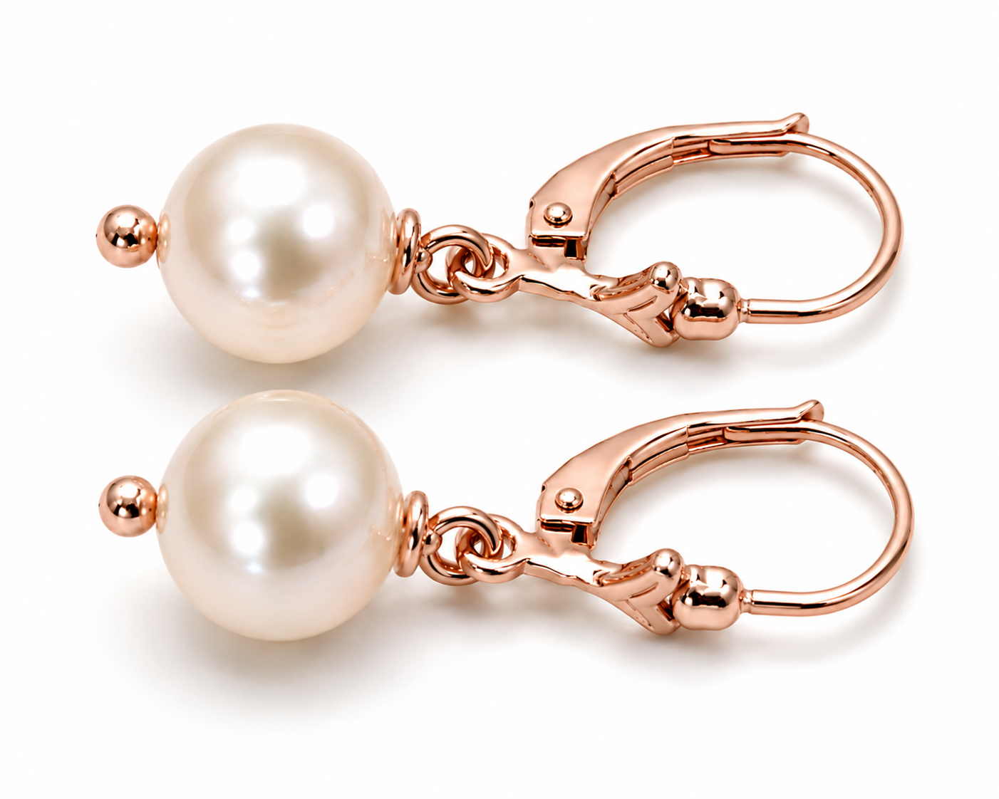 Genuine 9ct 9kt 375 Yellow, Rose or White Gold 8mm White Pearl Continental Clip Earrings