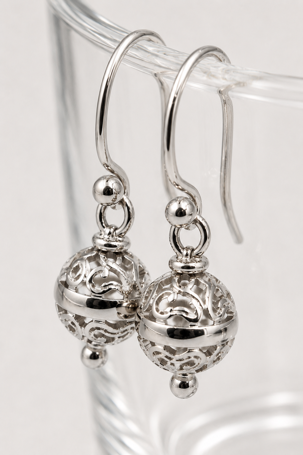 Genuine Heavy 9ct 9k 375 Yellow, Rose Or White Gold 8mm Euro Ball Drop Filigree Earrings