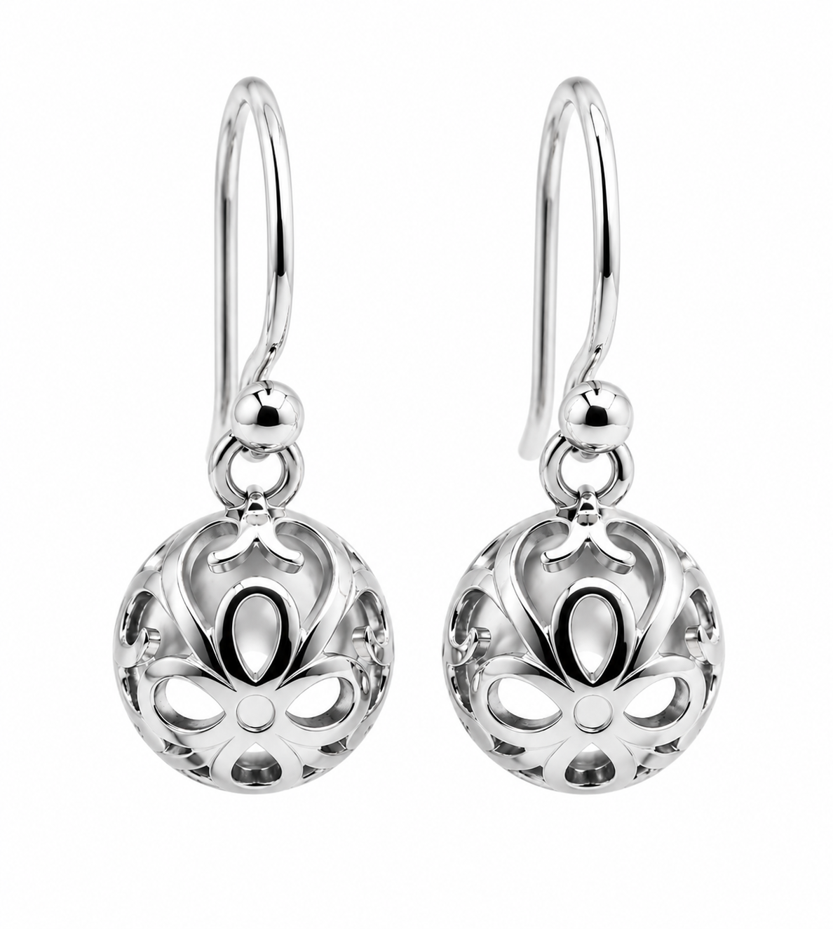 Genuine New 9ct Yellow, Rose or White Gold 10mm Half Ball Hook Filigree Earrings