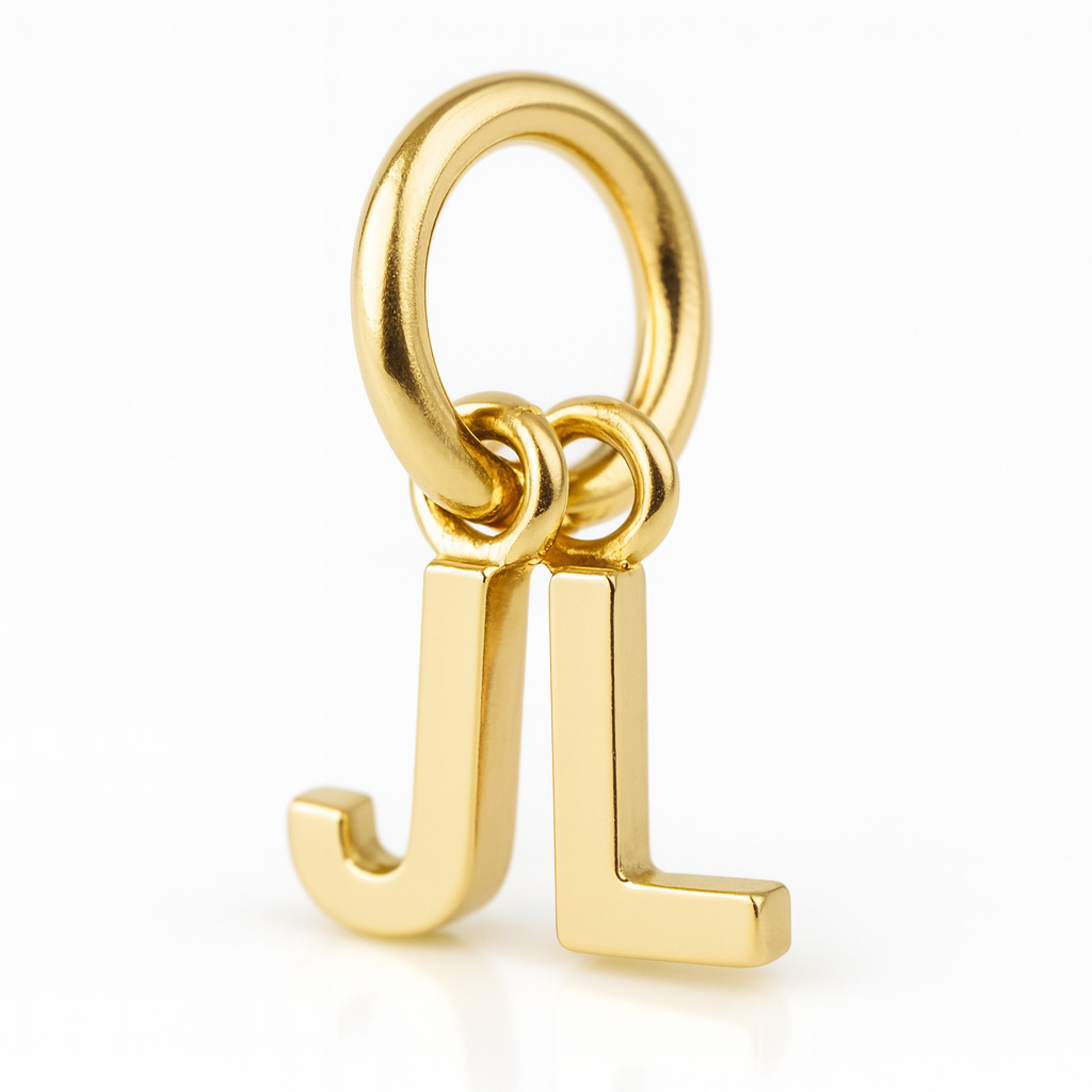 Genuine 9ct 9kt Genuine Tiny Small Yellow, Rose or White Gold Initial Pendant Charms J + L