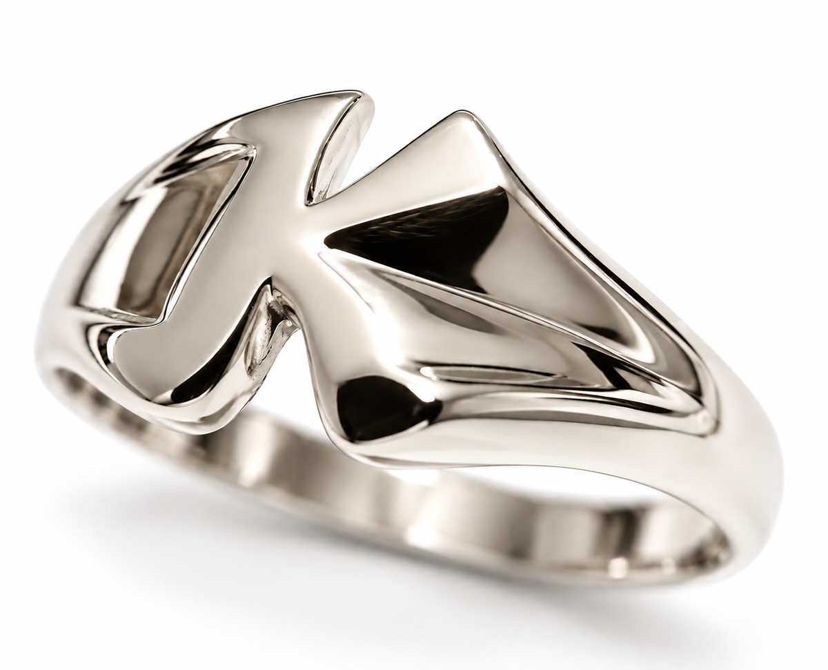 Genuine Solid 9ct 9K Yellow Or Rose Or White Gold 375 Large Initial Ring K
