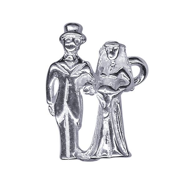 Genuine Sterling Silver Bride 925 & Groom Pendant charm + jump ring