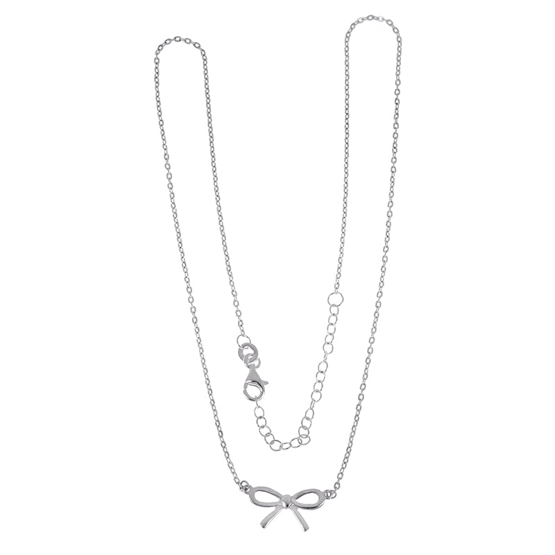 Sterling Silver 925 Bow Pendant with 40cm Chain + 5cm Extender