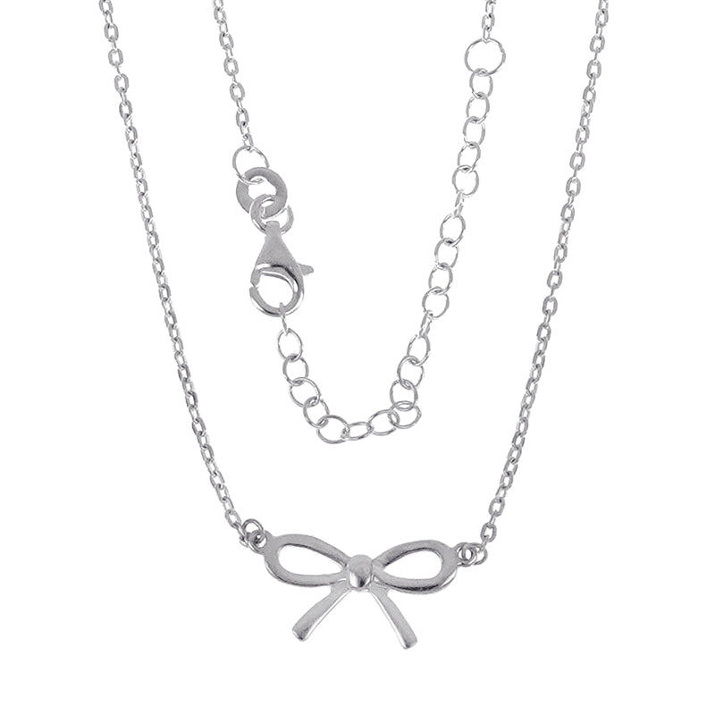 Sterling Silver 925 Bow Pendant with 40cm Chain + 5cm Extender