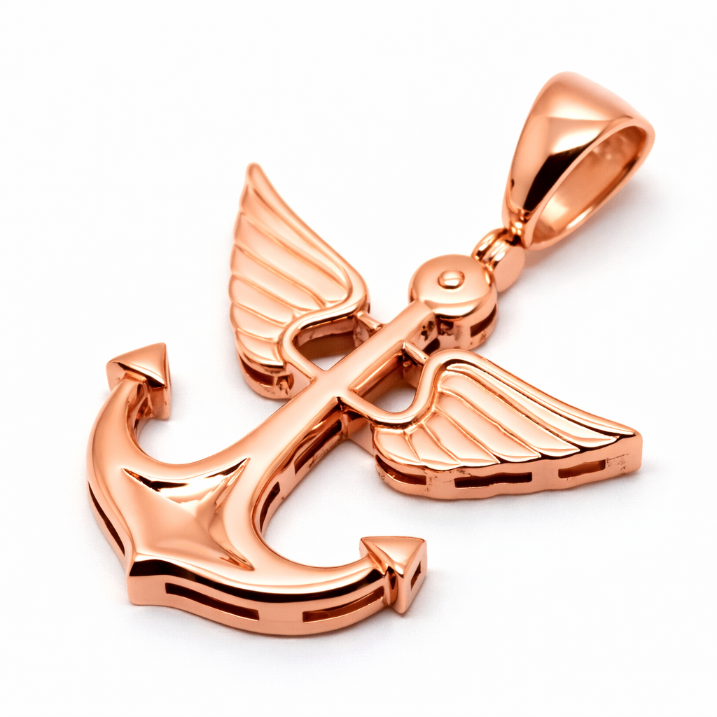 Genuine, Large Heavy 9ct 9kt Yellow, Rose or White Gold or Sterling Silver Large Solid Anchor Boat Pendant