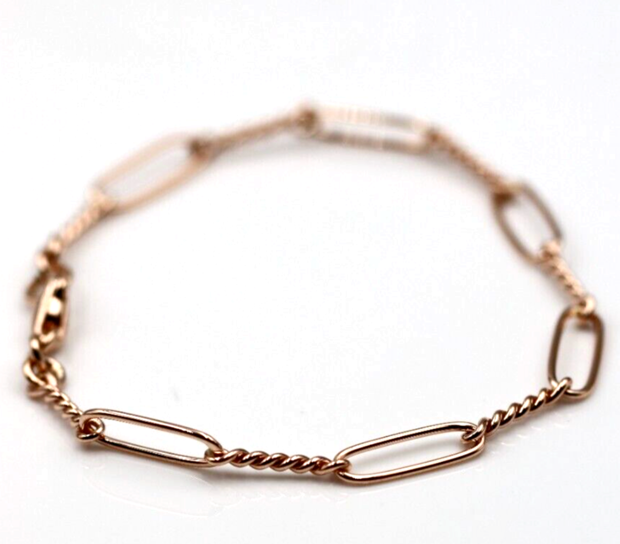 Genuine Handmade 22cm 9ct Yellow, Rose or White Gold Paper Clip Bracelet