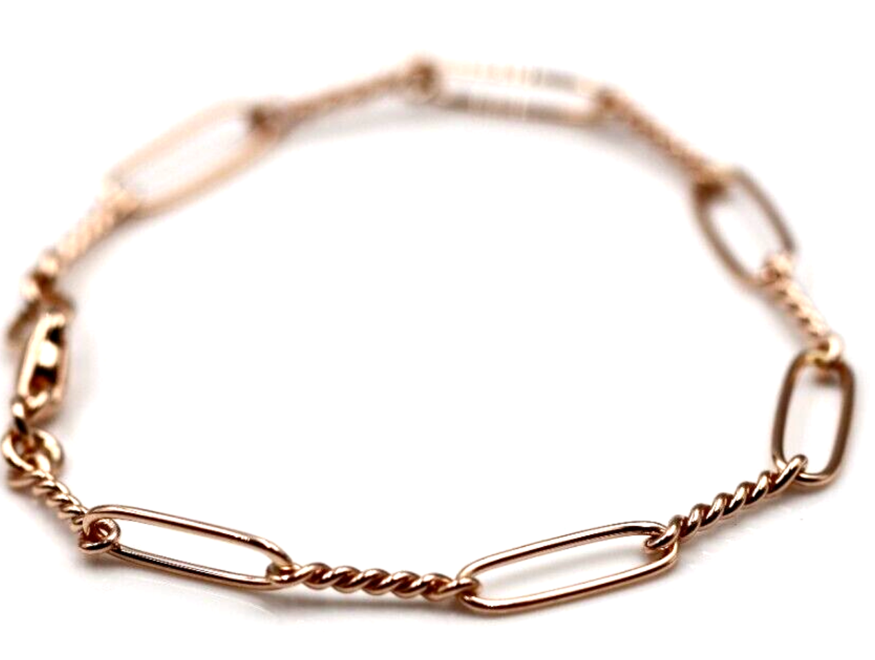 Genuine Handmade 22cm 9ct Yellow, Rose or White Gold Paper Clip Bracelet