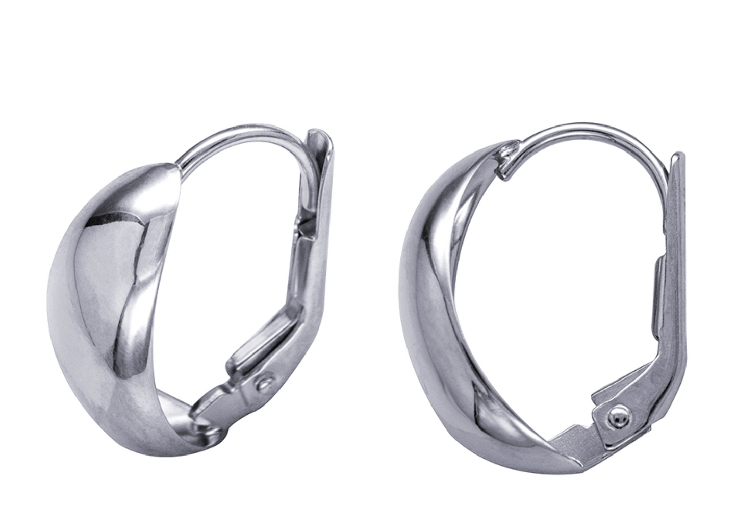 Sterling Sliver 925 Teardrop Dome Continental Clip Huggies Earrings