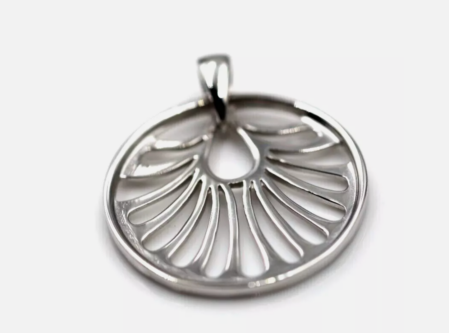Kaedesigns Genuine Solid Sterling Silver 925 Circle Cut Out Pendant + Necklace Chain
