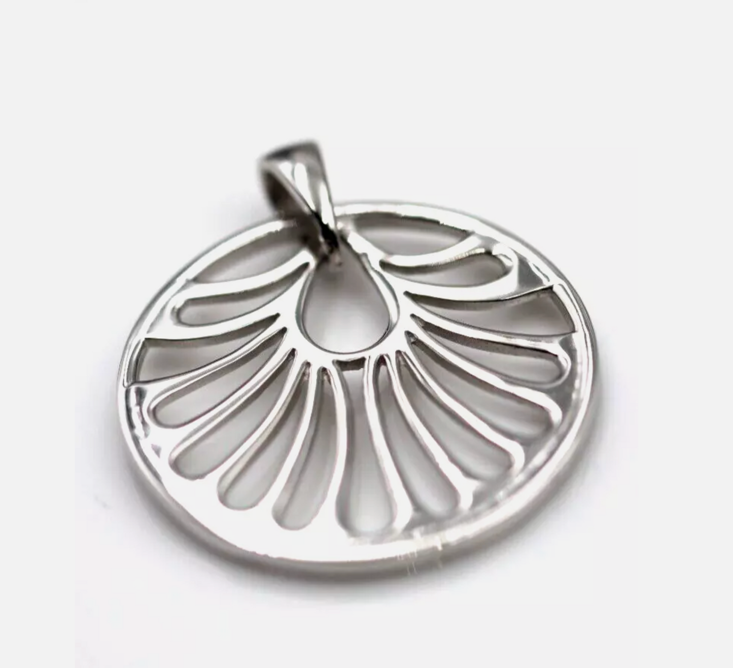 Kaedesigns Genuine Solid Sterling Silver 925 Circle Cut Out Pendant + Necklace Chain