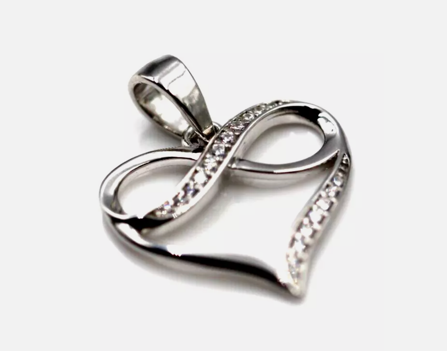 Genuine Sterling Silver CZ Infinity Heart Pendant 18x17mm