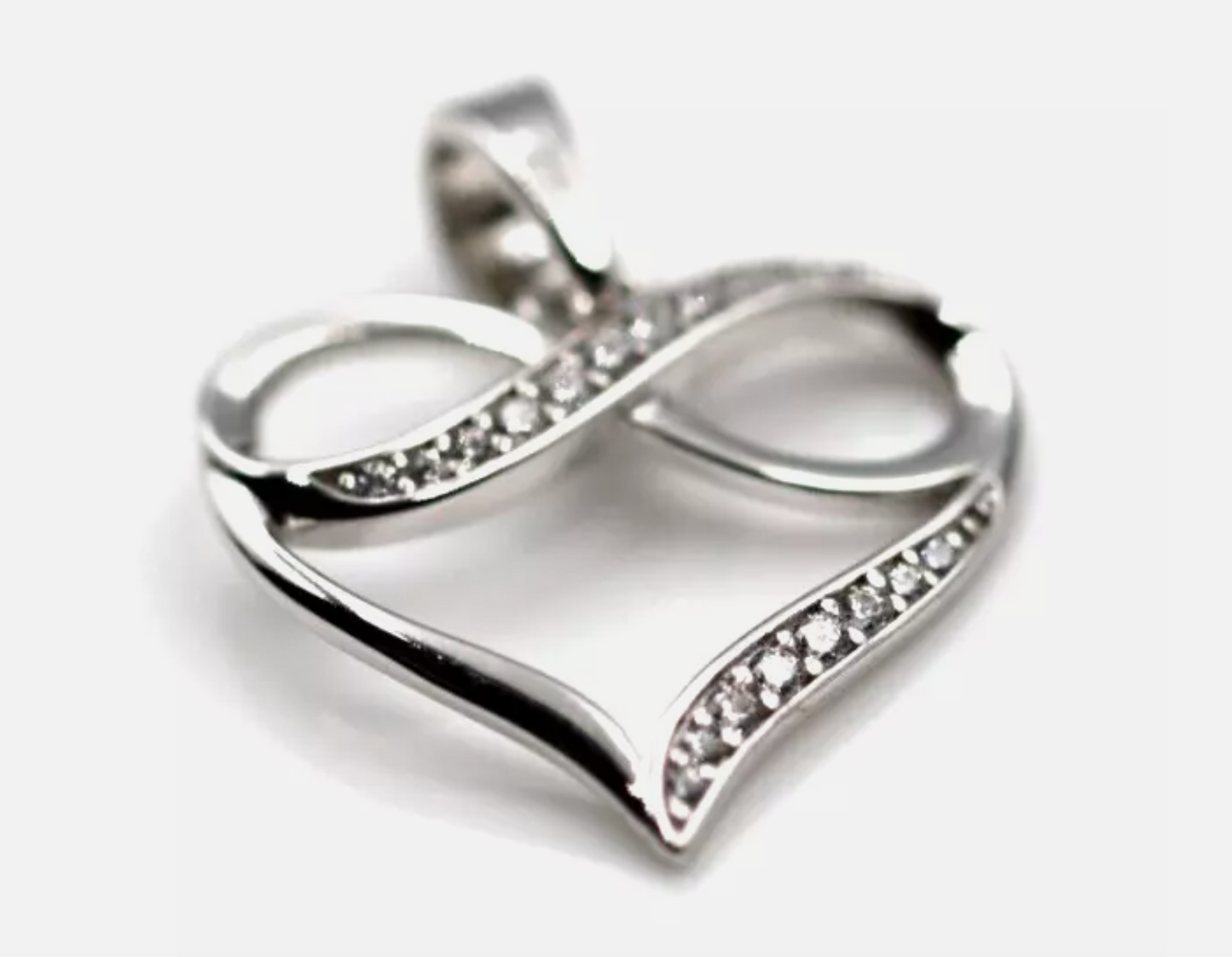 Genuine Sterling Silver CZ Infinity Heart Pendant 18x17mm