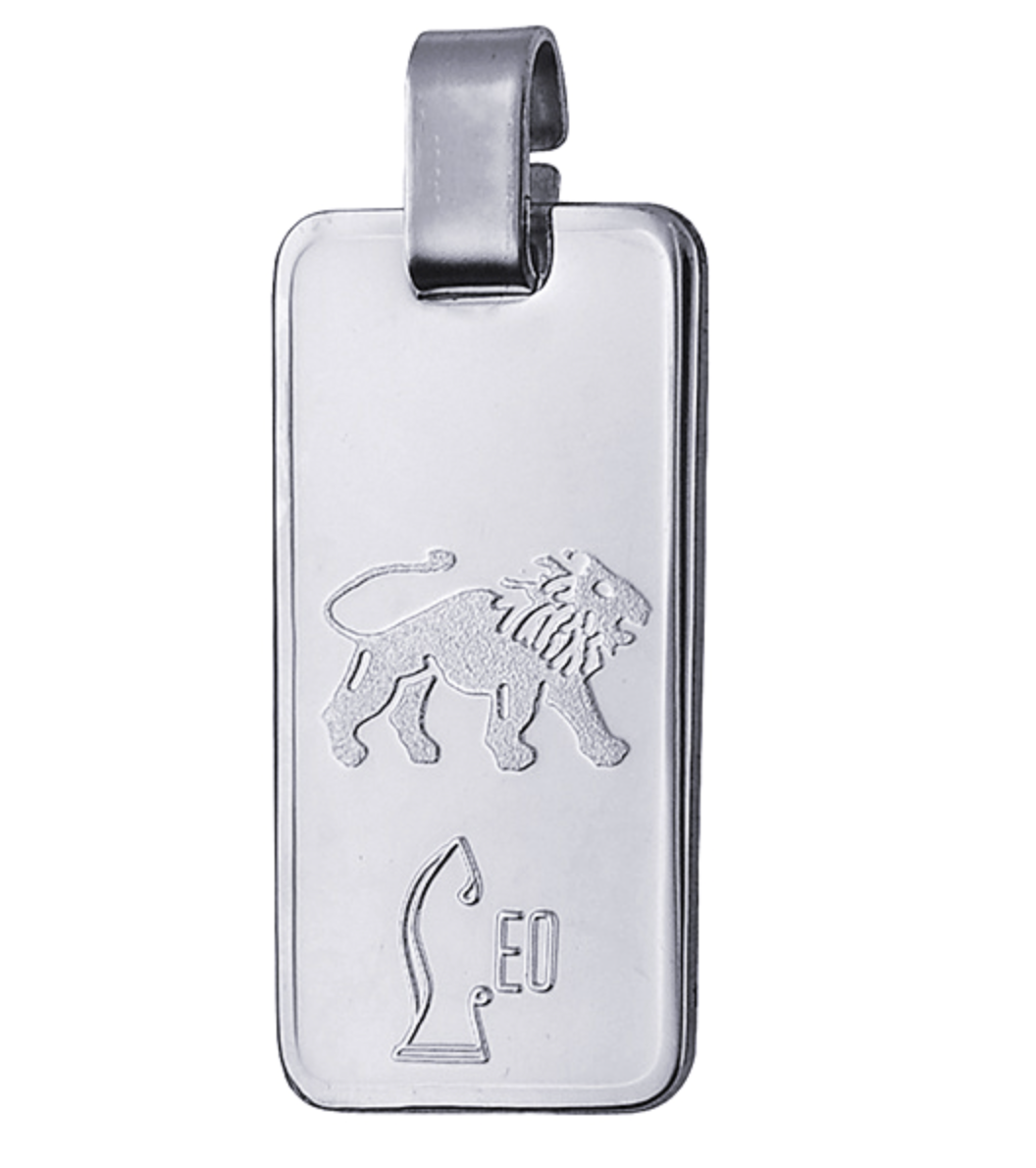 Genuine Large Fine Silver 4GZ Rectangle Zodiac Pendant - All star signs available